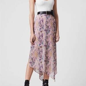 ALLSAINTS RHEA MASALA SKIRT IN MINK PINK Size 0